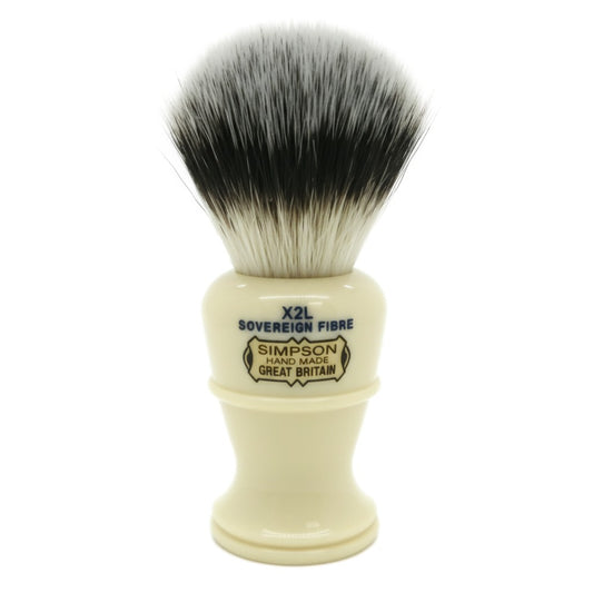 Simpsons Colonel X2L faux ivory shaving brush with Sovereign Synthetic fibre - front