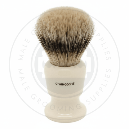 Simpsons Commodore faux ivory shaving brush with Best Badger hair - X3 Best - Back