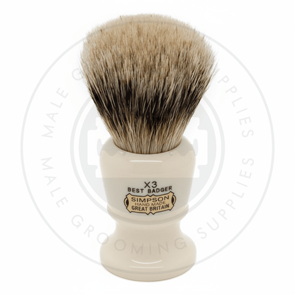 Simpsons Commodore faux ivory shaving brush with Best Badger hair - X3 Best - Front