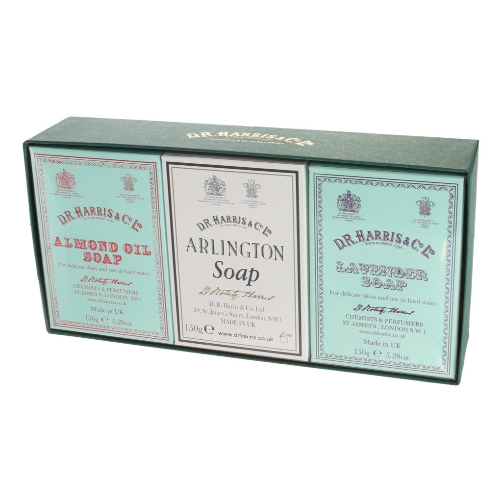 D.R. Harris Bath Soap Trio – Almond, Arlington, And Lavender 3 x 150g Bars.