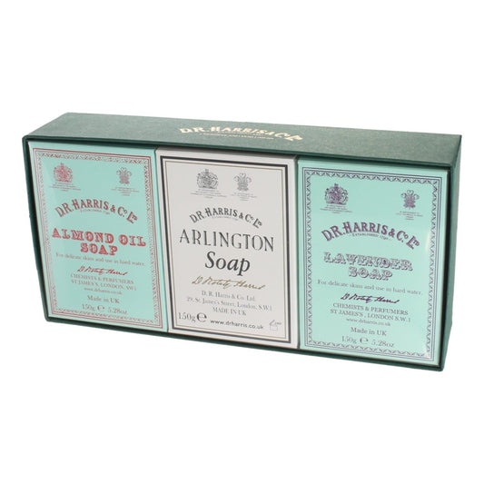 D.R. Harris Bath Soap Trio – Almond, Arlington, And Lavender 3 x 150g Bars.