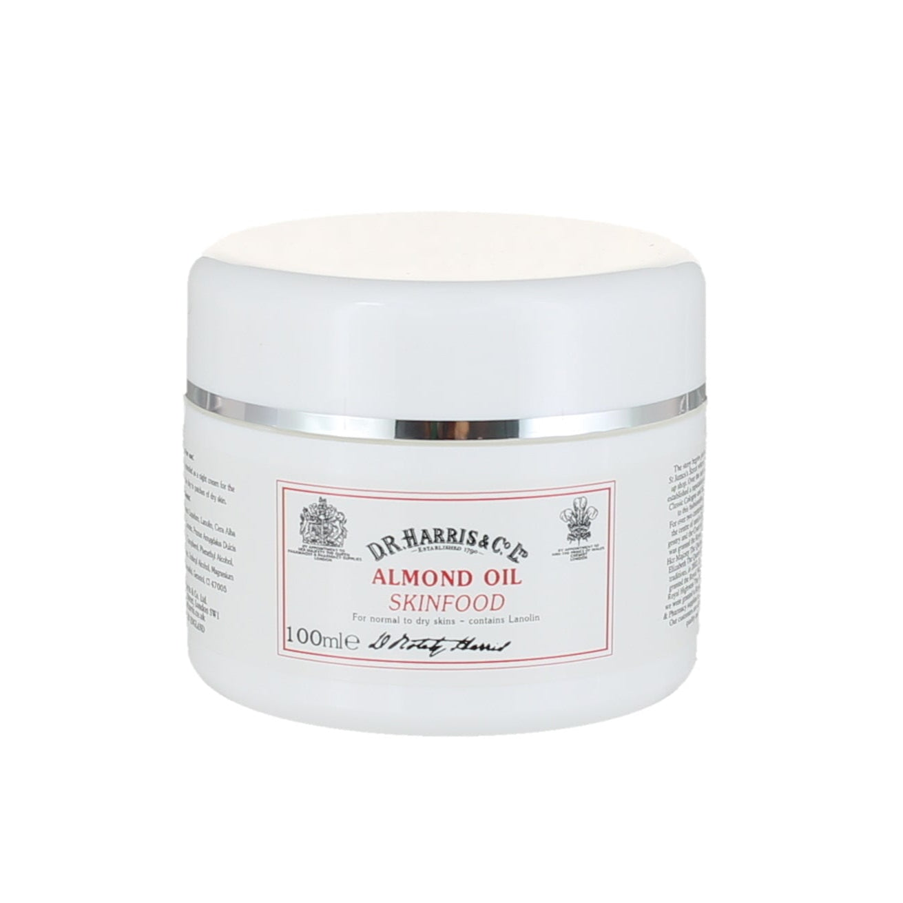 D.R. Harris Almond Oil Skinfood – Paraben-Free Cream for Dry Skin - 100ml