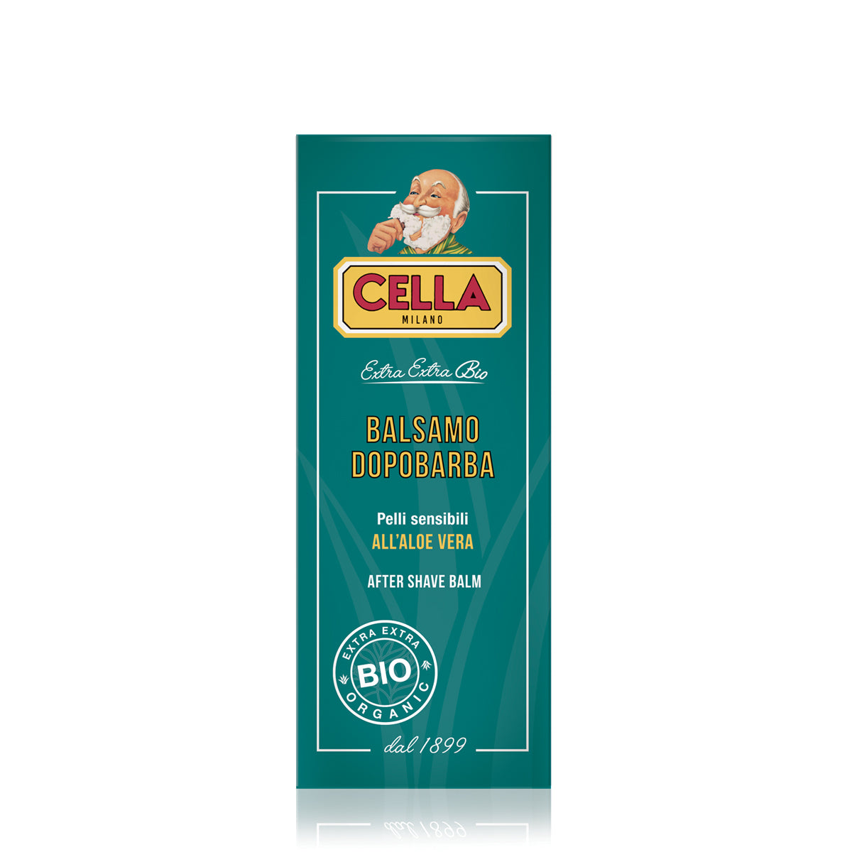 Cella Milano after shave balm packaging on a white background