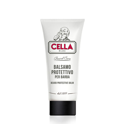 Beard care balm tube with 'Cella Milano' branding on a white background