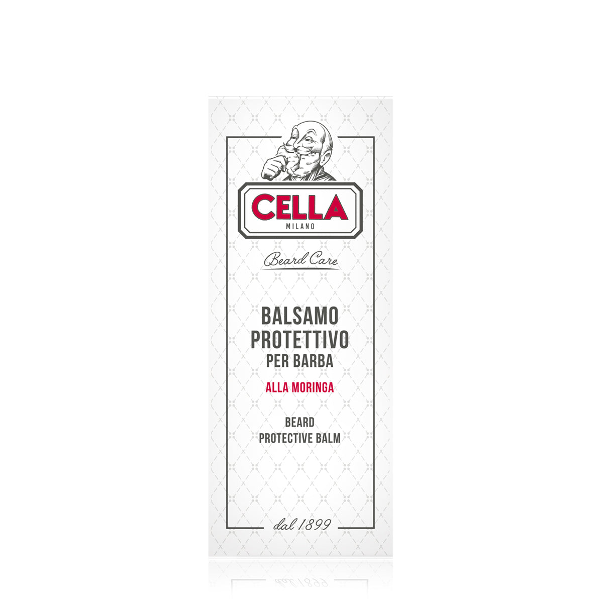 Cella Milano beard care product packaging on a white background