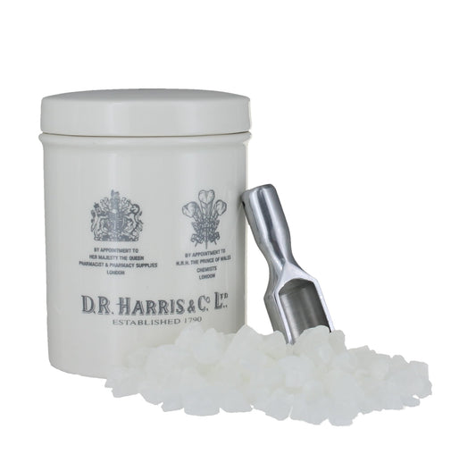 D.R. Harris Arlington Bath Salts And Pot – Ceramic Pot With Citrus And Fern Bath Salts And Wooden Scoop.