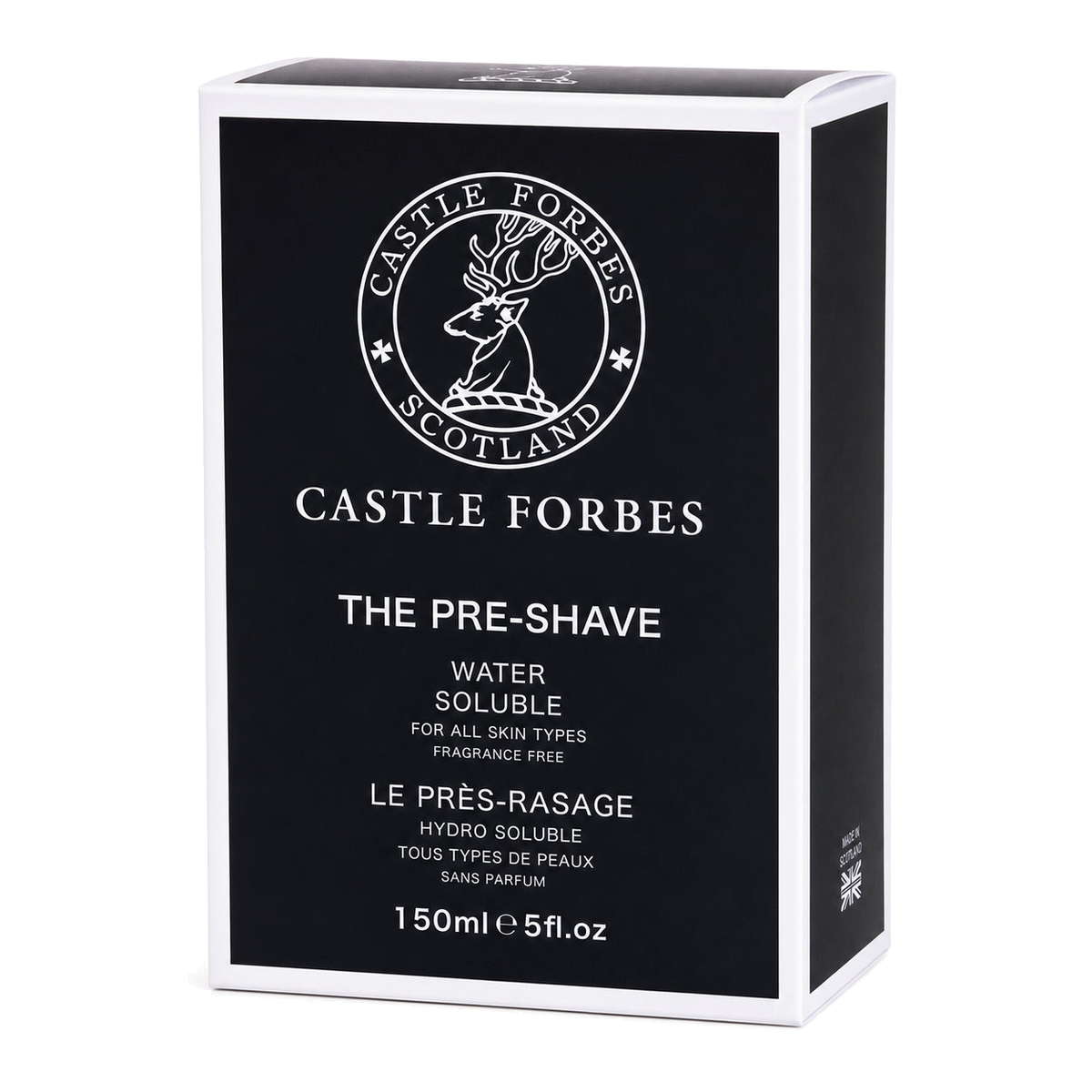 Castle Forbes pre-shave packaging on a white background