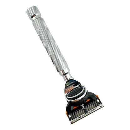 Parker deluxe chrome Fusion compatible razor with textured handle
