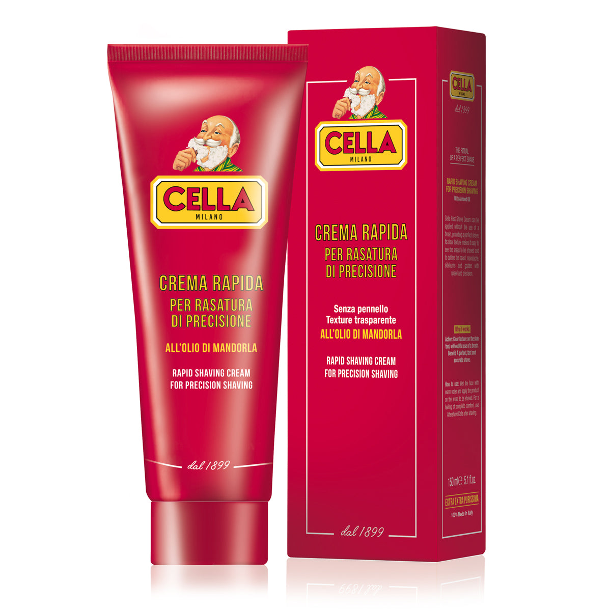 Cella Rapid Shaving Cream 150ml With Almond Oil Brush Free