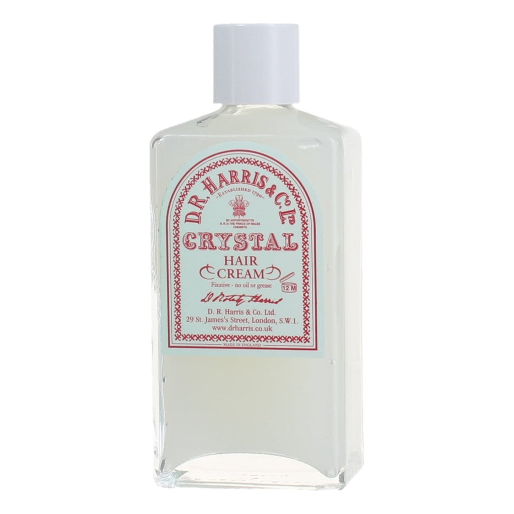 D.R. Harris Crystal Hair Cream 100ml Glass Bottle – Non-Greasy Traditional Setting Cream For Natural Hold.