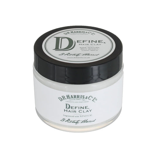 Jar of Dr. Harris Define Hair Clay on a white background