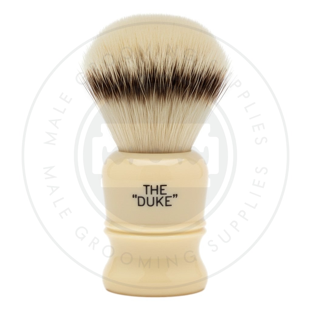 Simpsons Duke 3 faux ivory shaving brush with Platinum Synthetic fibre - Back