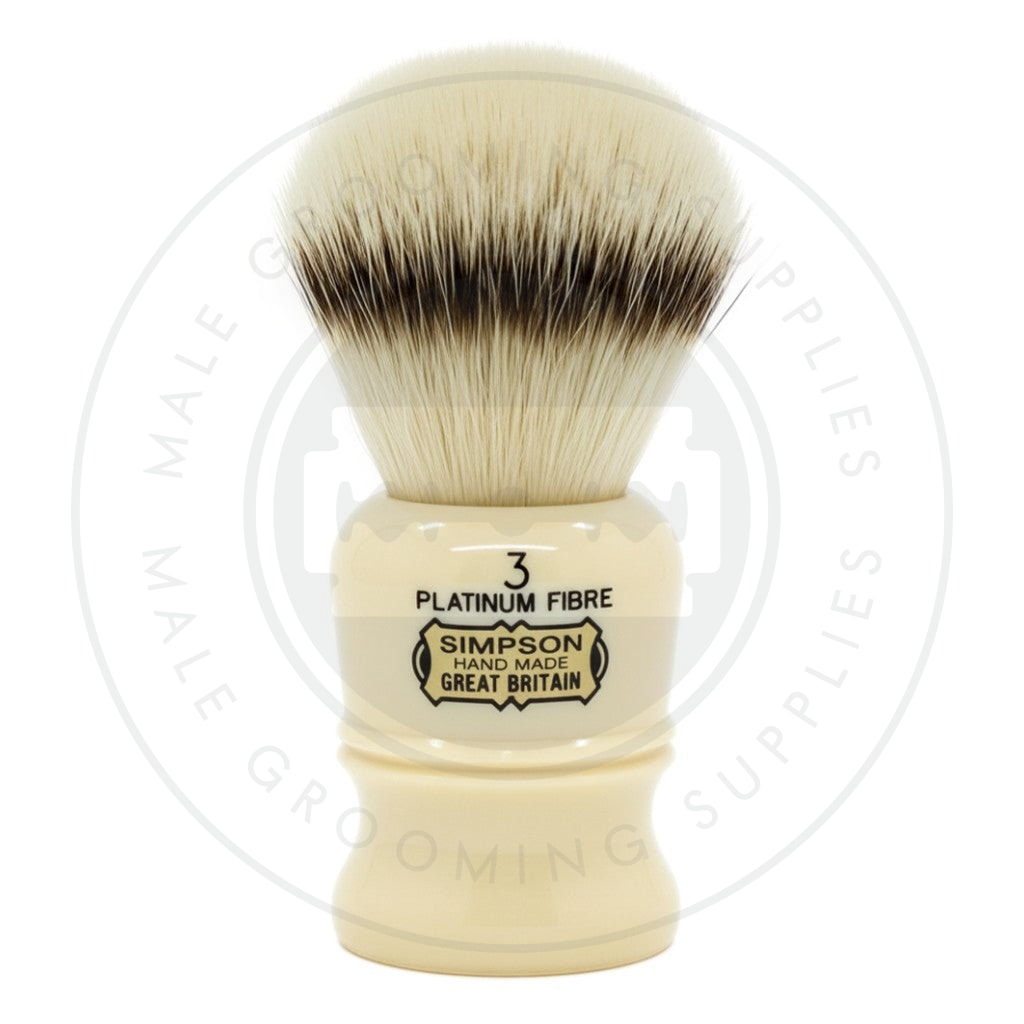 Simpsons Duke 3 faux ivory shaving brush with Platinum Synthetic fibre - Front