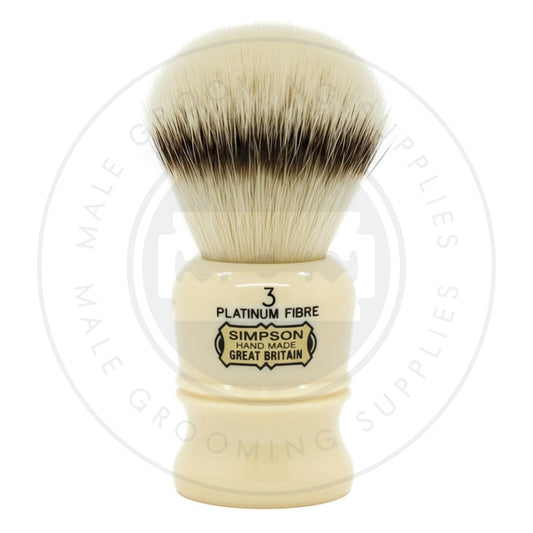 Simpsons Duke 3 faux ivory shaving brush with Platinum Synthetic fibre - Front