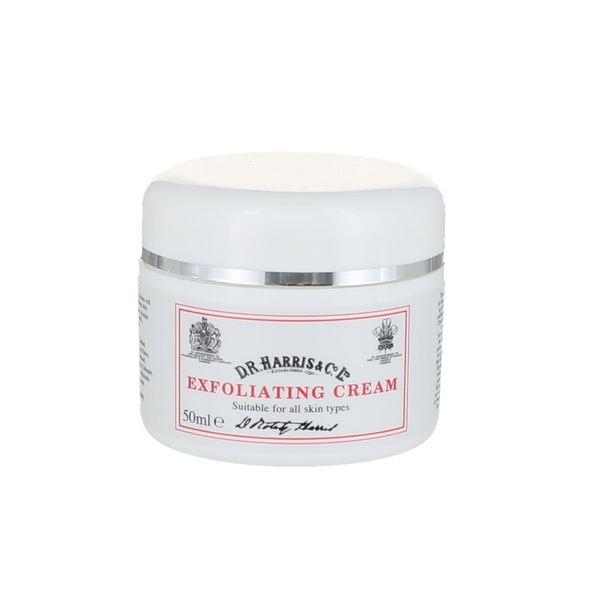 D.R. Harris Exfoliating Cream 50ml – Gentle Pumice With Subtle Rose Scent.