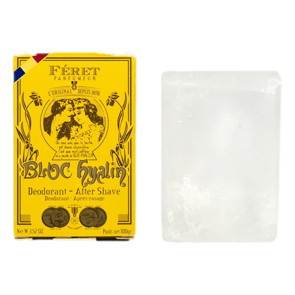 Féret Parfumeur Bloc Hyalin 100g translucent natural potassium alum stone.