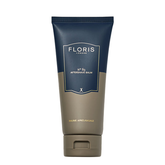 Floris London aftershave balm tube on a white background