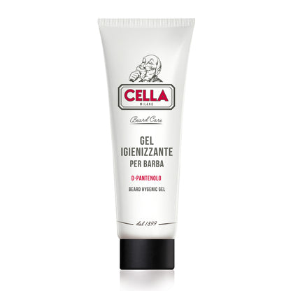 Tube of Cella beard care gel on a white background