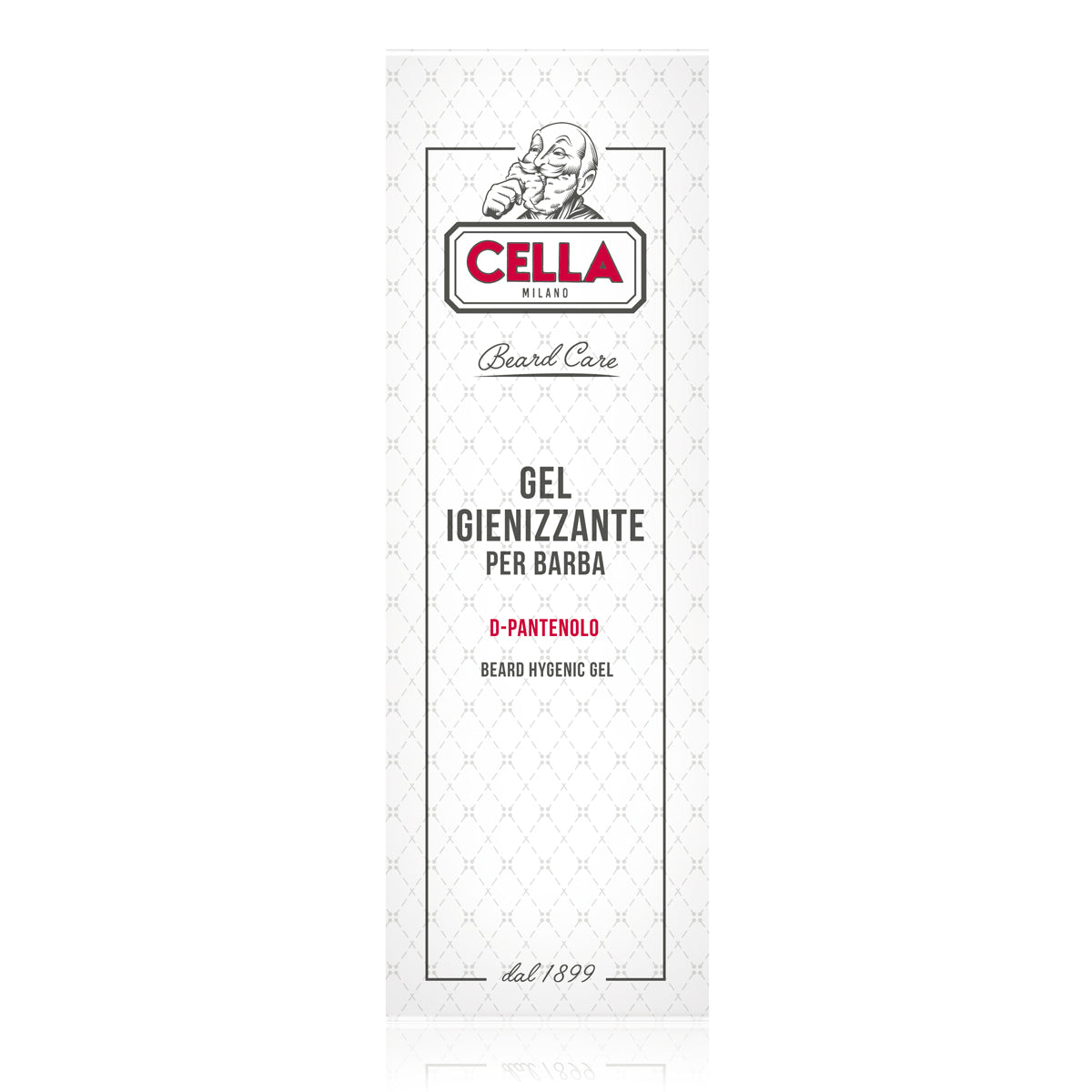 Cella Milano beard care product packaging on a white background