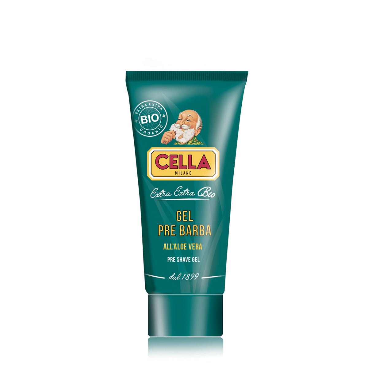 Tube of Cella pre-shave gel on a white background