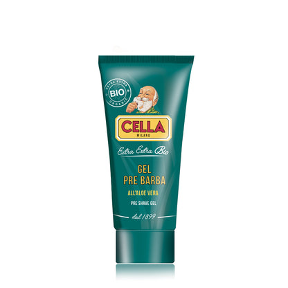 Tube of Cella pre-shave gel on a white background