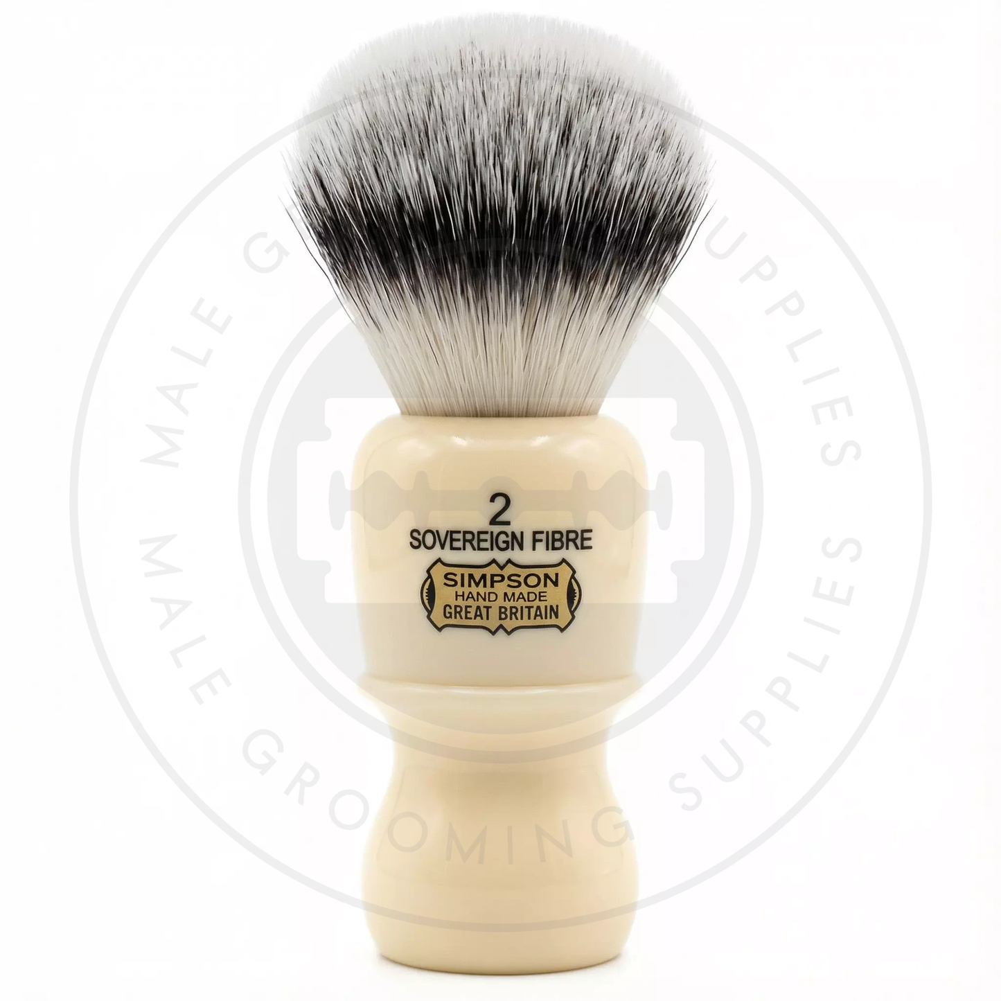 Simpsons Captain 2 faux ivory shaving brush with Sovereign Synthetic fibre - Front