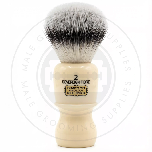 Simpsons Captain 2 faux ivory shaving brush with Sovereign Synthetic fibre - Front