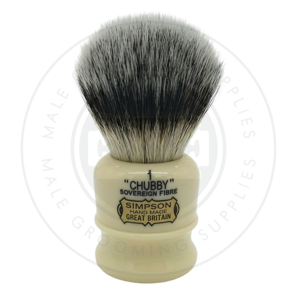 Simpsons Chubby 1 faux ivory shaving brush with Sovereign Synthetic fibre