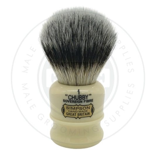 Simpsons Chubby 1 faux ivory shaving brush with Sovereign Synthetic fibre