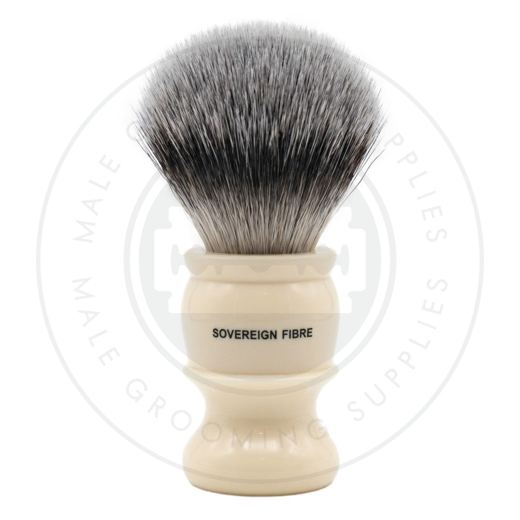 Simpsons M6 Series faux ivory shaving brush with Sovereign Synthetic fibre - Back