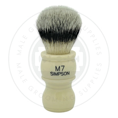 Simpsons M7 Series faux ivory shaving brush with Sovereign Synthetic fibre