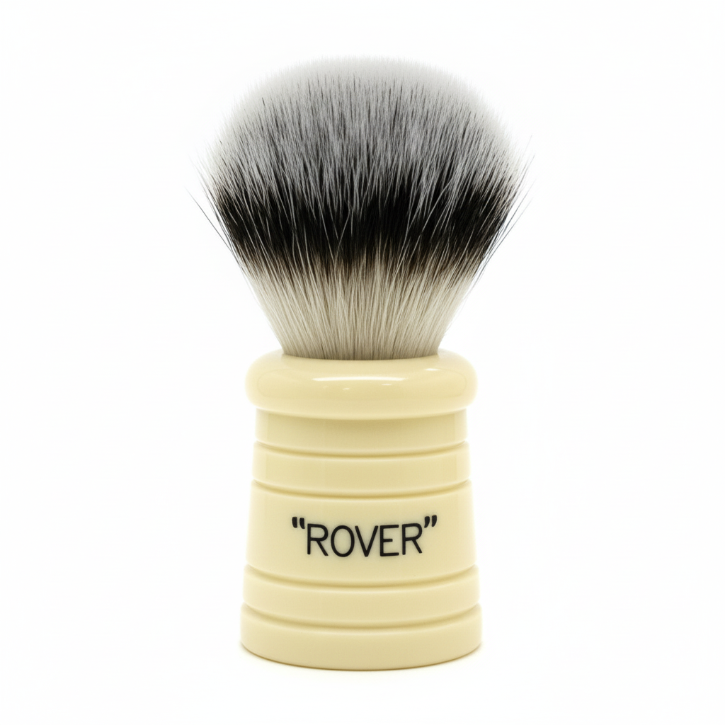 Simpsons Rover faux ivory shaving brush with Sovereign Synthetic fibre