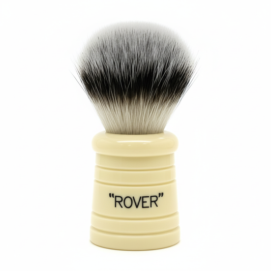 Simpsons Rover faux ivory shaving brush with Sovereign Synthetic fibre