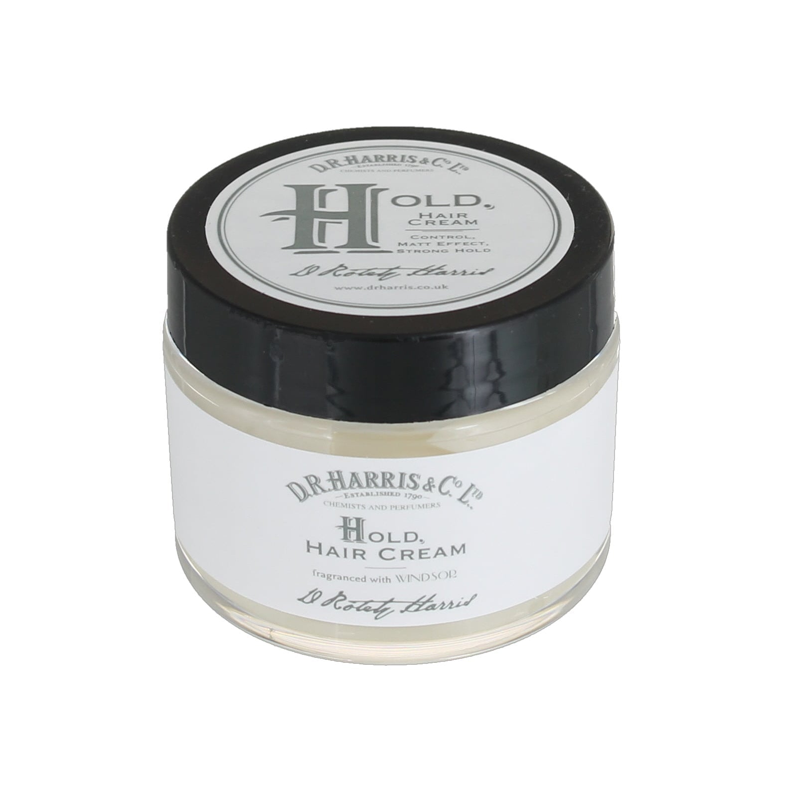 Jar of Dr. Harris & Co Hold Hair Cream on a white background
