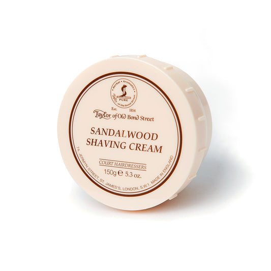 Taylor Of Old Bond Street Sandalwood Shaving Cream, 150g, Classic Packaging, Made In England.