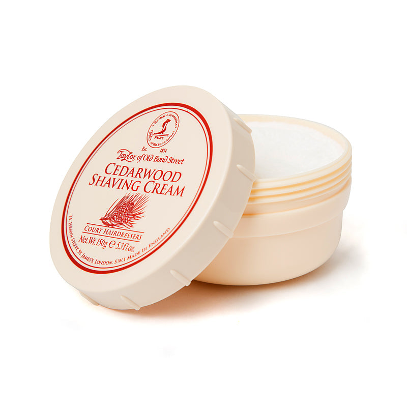 Taylor of Old Bond Street Cedarwood Shaving Cream Bowl, 150g – Rich Lather, Woody Scent, Made In The UK.