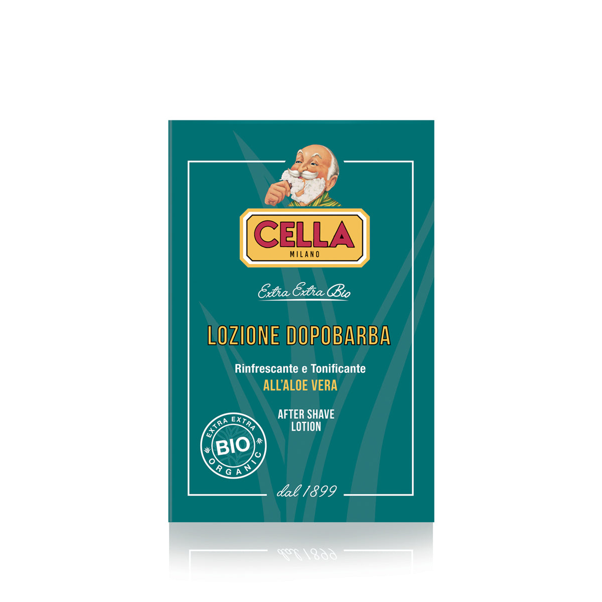 Cella Milano after shave lotion packaging on a white background