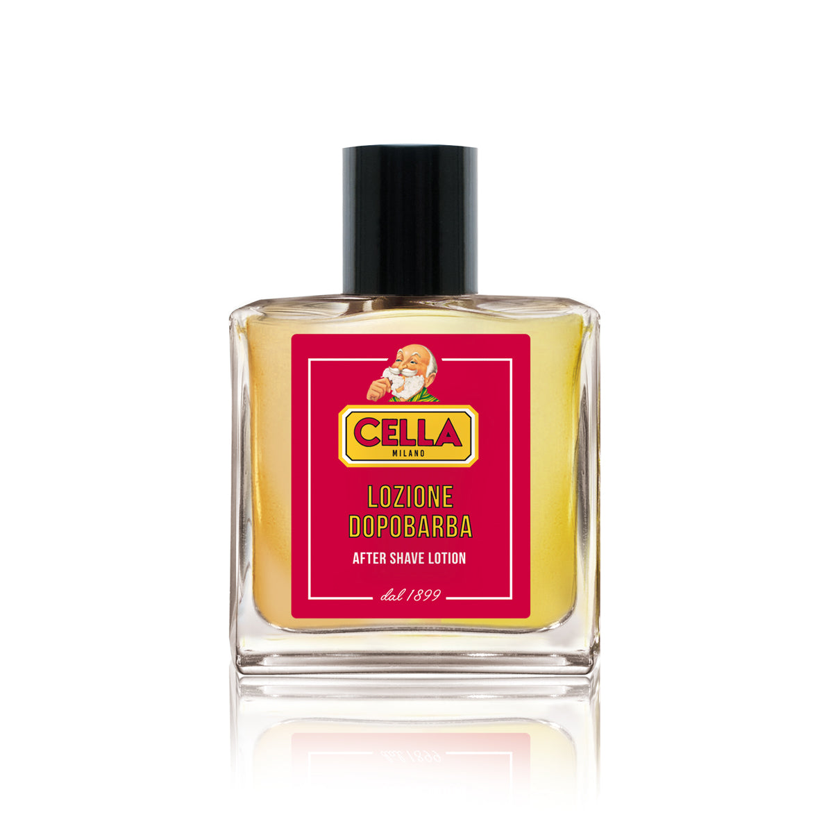 Bottle of Cella after shave lotion on a white background