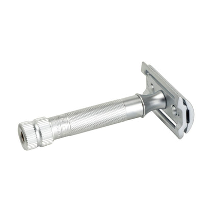 Merkur 34C matt chrome safety razor with closed comb and compact heavy duty design - Back