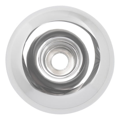 Top view of Merkur 4006 bright chrome razor stand showing the stepped bore