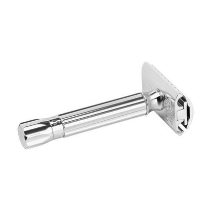 Merkur 500 Progress bright chrome adjustable safety razor with engraved adjustment knob - Back