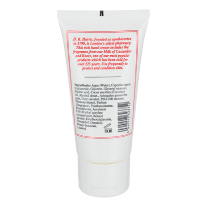 Tube of D.R. Harris skincare product with text and branding on a white background