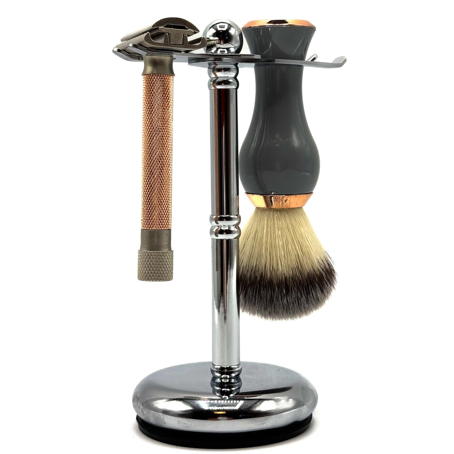 Parker Deluxe ADJUSTABLE Chrome Safety Razor & Shave Brush Stand