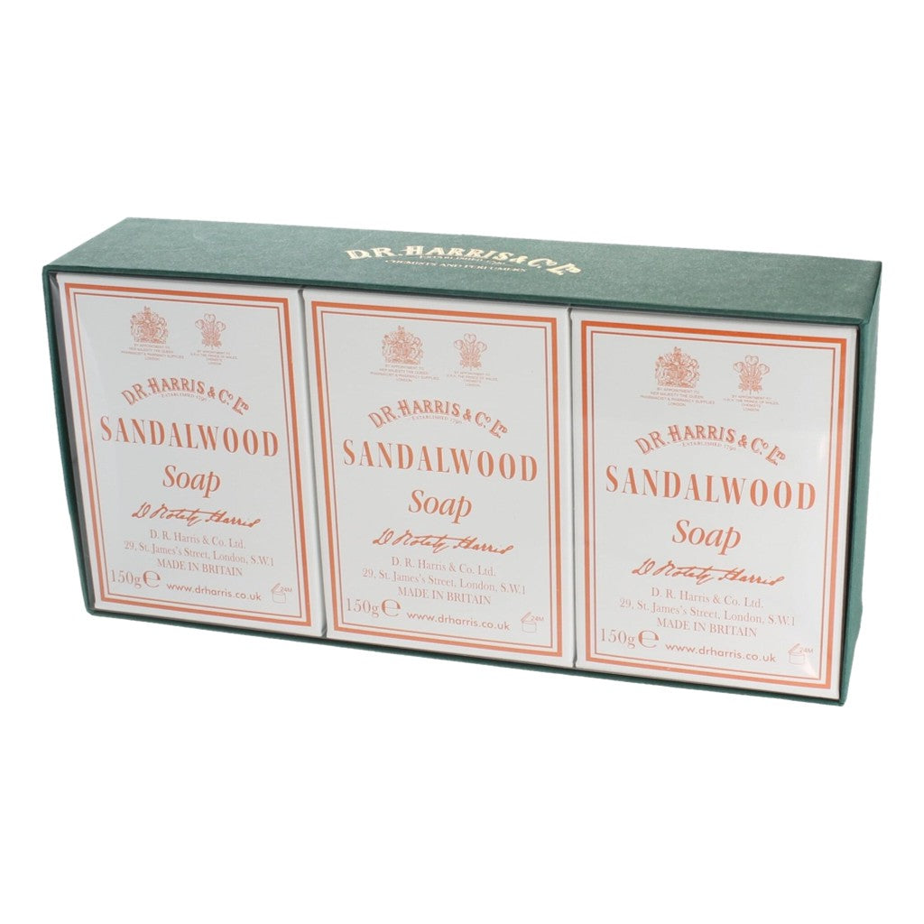 D.R. Harris Sandalwood Bath Soap – 3 Pack Of 150g Triple-Milled Soaps.