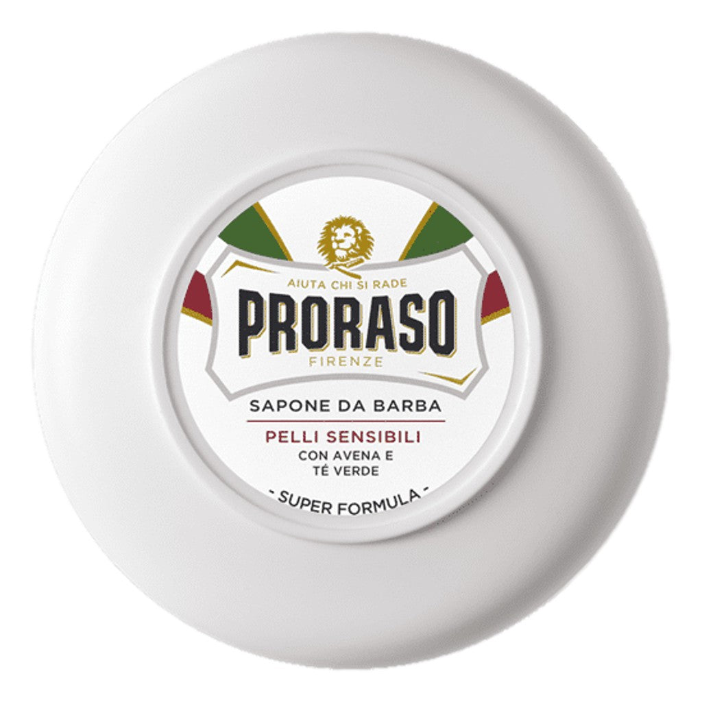 Proraso White Sensitive Shaving Soap in bowl 150ml with green tea and oat extract for sensitive skin