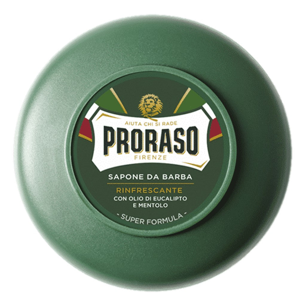 Proraso Green Shaving Soap in bowl 150ml with eucalyptus oil and menthol for wet shaving