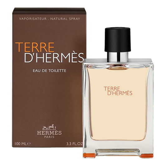 Hermes Terre d'Hermes Eau de Toilette bottle and packaging on a white background
