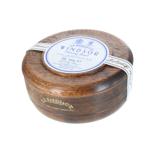 D.R. Harris Windsor Shaving Soap 100g in mahogany effect bowl for wet shaving