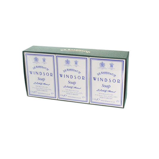 D.R. Harris Windsor Bath Soap 3 Pack – Triple-Milled Luxury Soap With Citrus, Black Pepper, And Vetiver Notes.