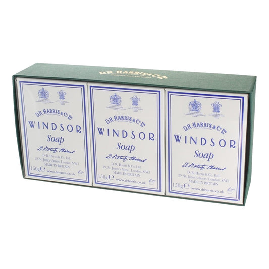 D.R. Harris Windsor Bath Soap 3 Pack – Triple-Milled Luxury Soap With Citrus, Black Pepper, And Vetiver Notes.